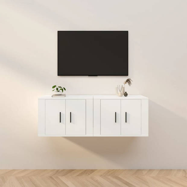 The Living Store TV-wandmeubel - klassiek design - televisiewandmeubelen - Afmetingen- 57 x 34.5 x 40 cm - Kleur- wit -