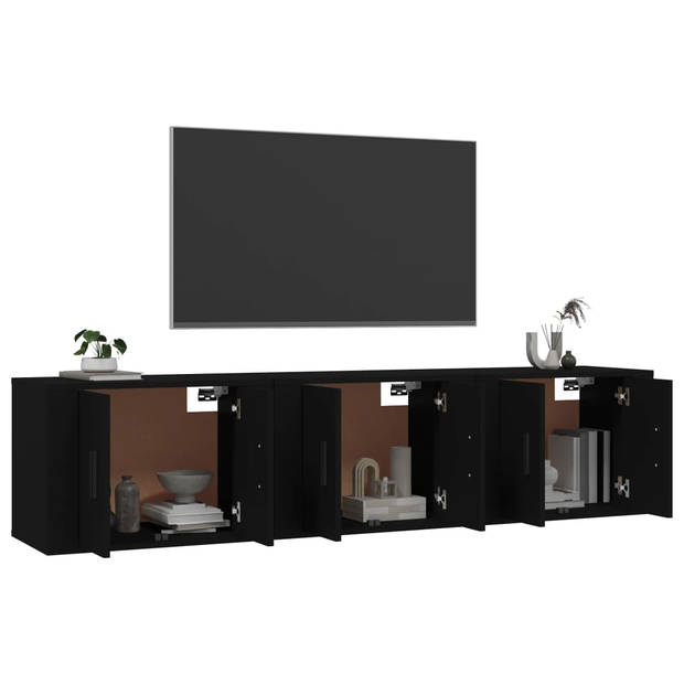 vidaXL Tv-wandmeubels 3 st 57x34,5x40 cm zwart