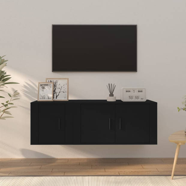 The Living Store TV-meubelset - TV-Meubel 80x34.5x40cm - TV-Meubel 40x34.5x40cm - Zwart