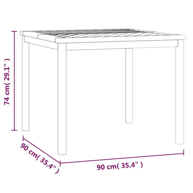 vidaXL Tuintafel 90x90x74 cm massief acaciahout