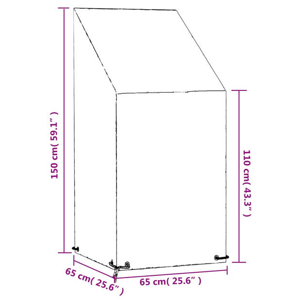 vidaXL Tuinstoelhoes met 8 oogjes 65x65x110/150 cm polyetheen