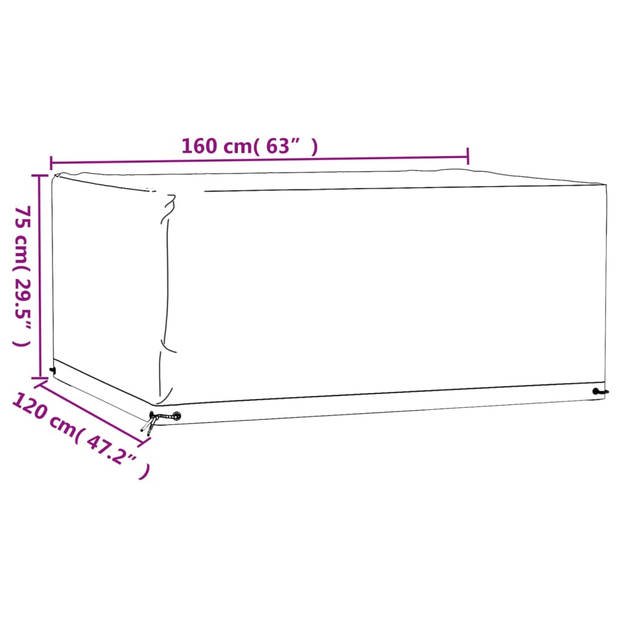 vidaXL Tuinmeubelhoezen 2 st 8 oogjes rechthoekig 160x120x75 cm