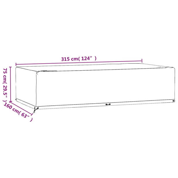 vidaXL Tuinmeubelhoezen 2 st 12 oogjes rechthoekig 315x160x75 cm