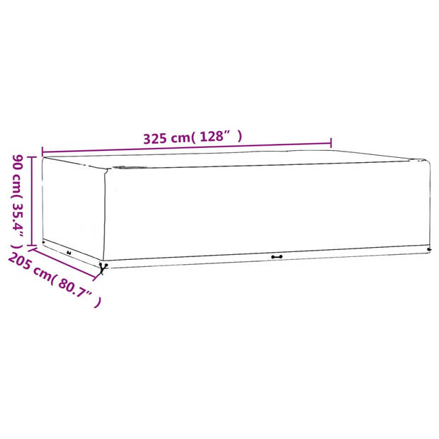 vidaXL Tuinmeubelhoezen 2 st 16 oogjes rechthoekig 325x205x90 cm