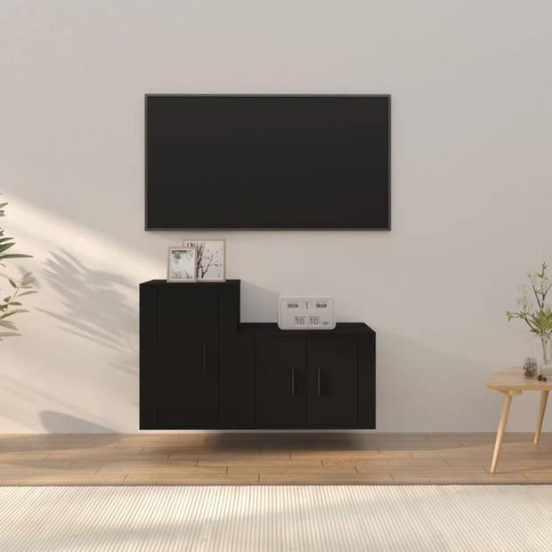 The Living Store Televisiekastenset - Klassiek design - Hoge kwaliteit - Voldoende opbergruimte - Wandgemonteerd -