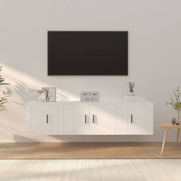 The Living Store Tv-meubelset - Klassiek - Wandgemonteerd - Wit - 80 x 34.5 x 40 cm - Inclusief handleiding