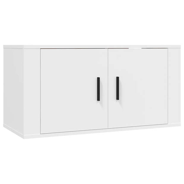 The Living Store Tv-meubelset - Klassiek - Wandgemonteerd - Wit - 80 x 34.5 x 40 cm - Inclusief handleiding