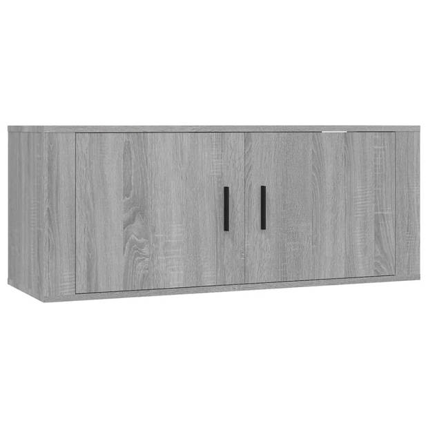 The Living Store TV-Wandmeubel - Grijs Sonoma Eiken - 100 x 34.5 x 40 cm - 2 stuks