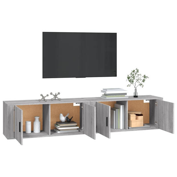 vidaXL Tv-wandmeubels 2 st 100x34,5x40 cm grijs sonoma eikenkleurig