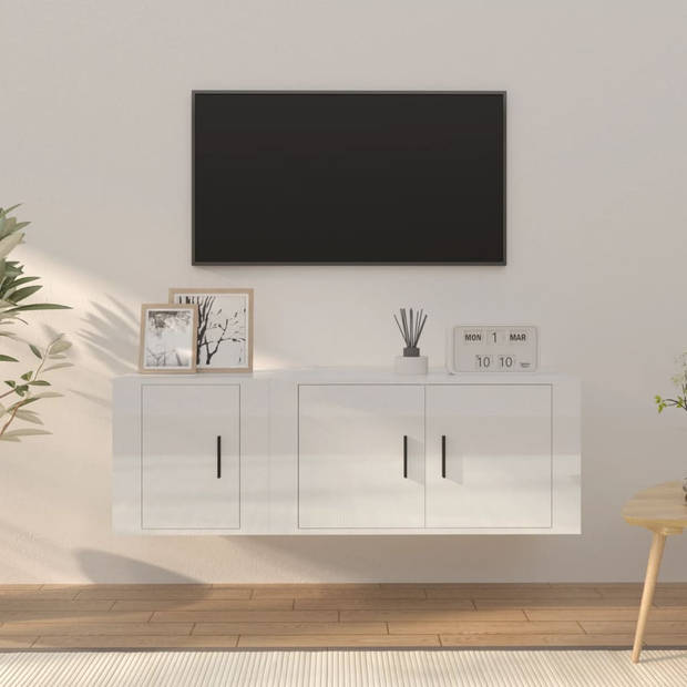 The Living Store Klassieke Televisiekastenset - Tv-meubel- 80 x 34.5 x 40 cm - Tv-meubel- 40 x 34.5 x 40 cm - Hoogglans