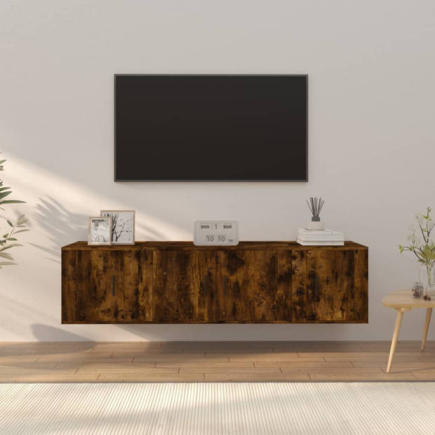 The Living Store Tv-meubelset Gerookt Eiken - 80 x 34.5 x 40 cm - Klassiek design