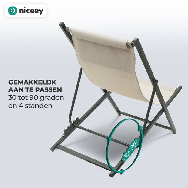 Niceey Ligstoel - Met Hoofdkussen - Beige