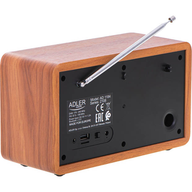 Adler AD 1184 - Retro DAB+, RDS en FM radio - afstandsbediening - Bluetooth - LCD display