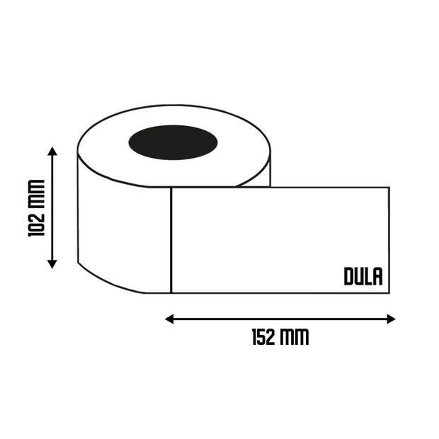 DULA Compatible Zebra Labels 102x152mm - 500 etiketten per rol - kern 25mm - Wit - Permanent - 1 rol