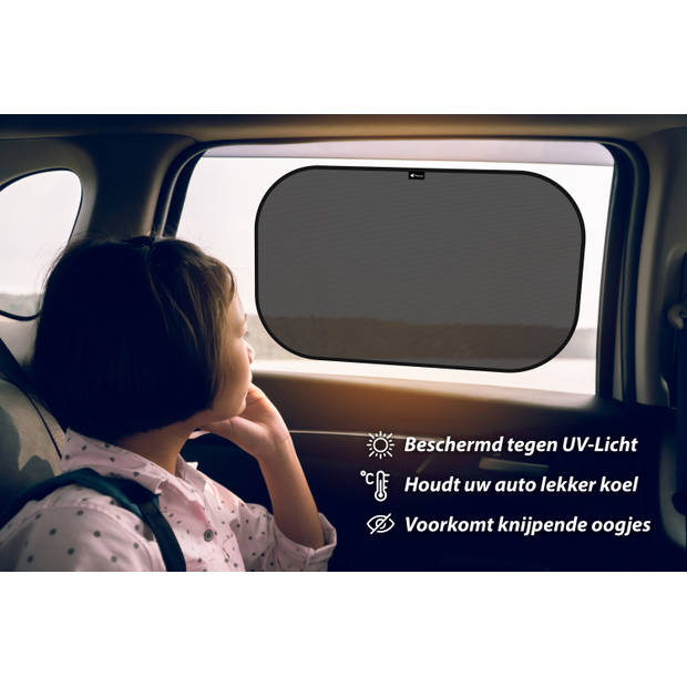 Perow - Auto zonnescherm – UV Protectie – Zonnescherm auto kind - Baby - Zwart - Set van 2