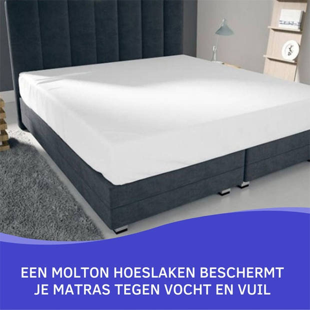 Zavelo Molton Hoeslaken (100% Katoen)-1-persoons (90x220 cm)