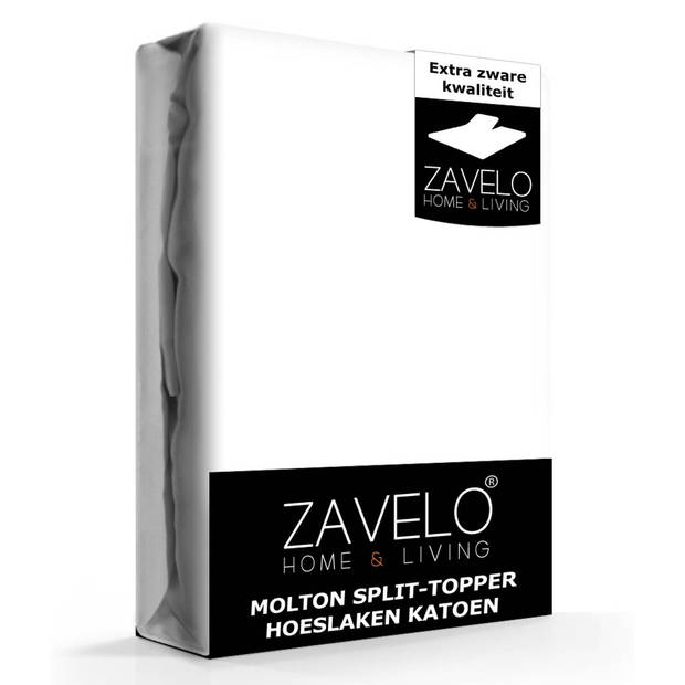 Zavelo Molton Split-Topper Hoeslaken (100% Katoen)-Lits-jumeaux (180x210 cm)