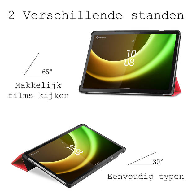 Basey Lenovo Tab P11 (2e Gen) Hoesje Kunstleer Hoes Case Cover -Rood