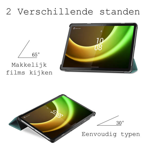 Basey Lenovo Tab P11 (2e Gen) Hoesje Kunstleer Hoes Case Cover -Donkergroen
