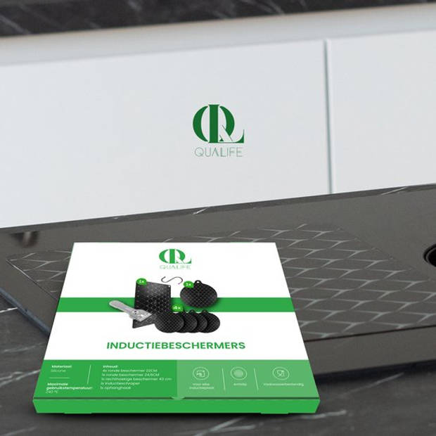 QuaLife Inductie beschermer set 6X - met inductie schraper - inductie mat - panbeschermers- onderzetters pan