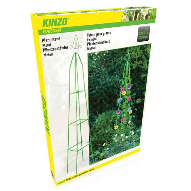 Kinzo Garden plantenstandaard - vrijstaand - 2 m hoog - groen - metaal