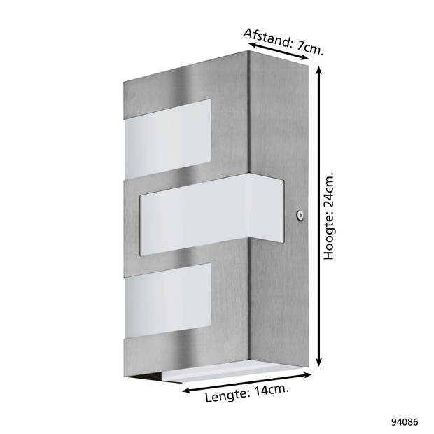 EGLO Ralora - Buitenverlichting - Wandlamp - 3 Lichts - LED - RVS -Wit