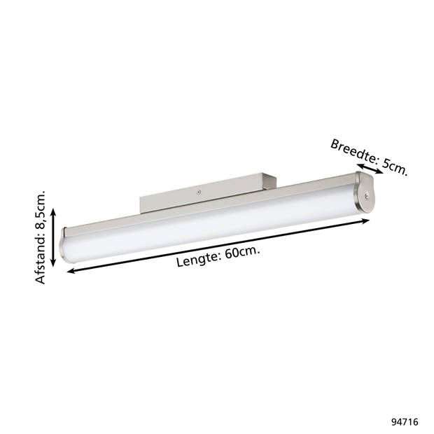 EGLO Calnova Wand/Plafondlamp - LED - Lengte 60cm - Nikkel Mat