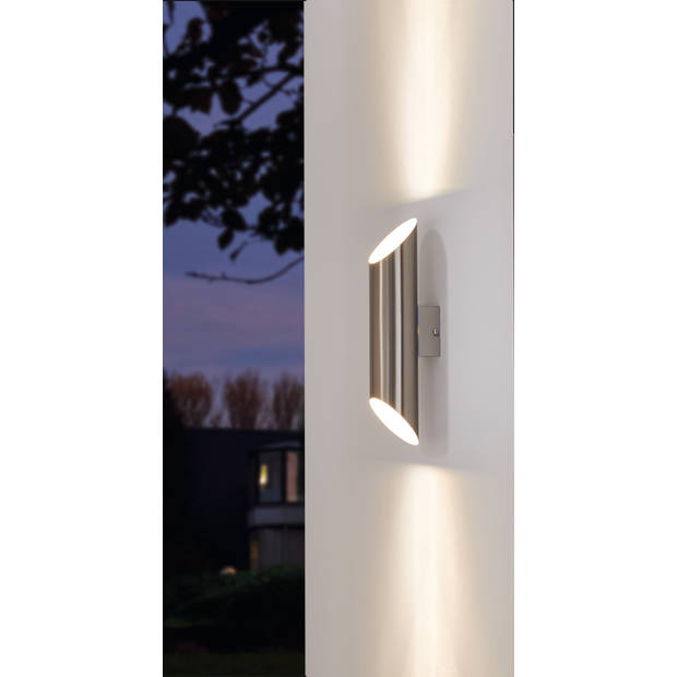 EGLO Agolada Wandlamp voor buiten - LED - IP44 - 2 Lichts - RVS - Wit