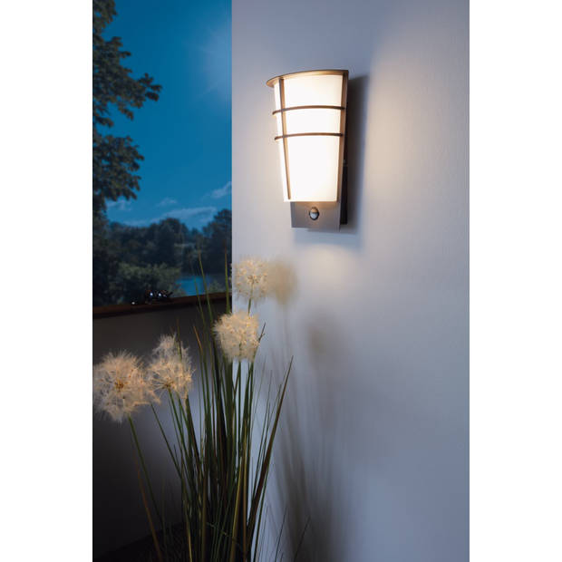 EGLO Breganzo 1 - Buitenverlichting - IP44 - Wandlamp - Zilver - Wit