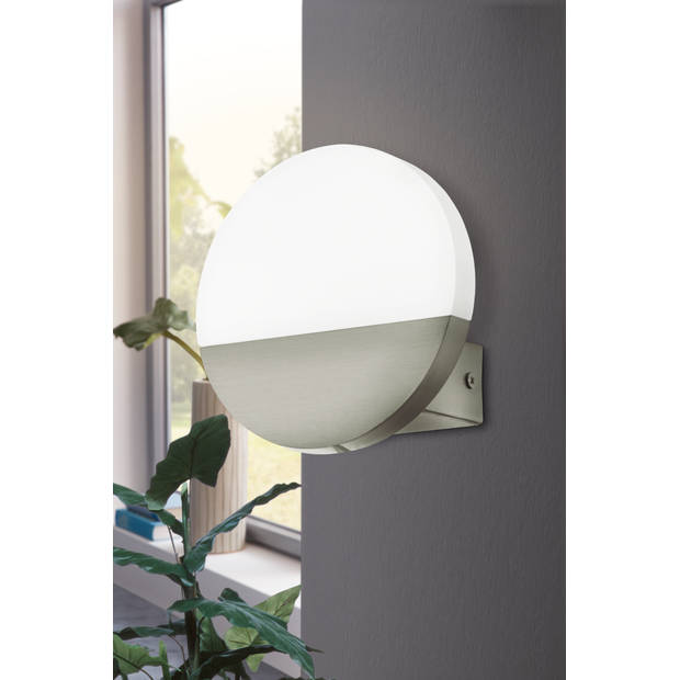 EGLO Metrass 1 - Wandlamp - 1 Lichts - Nikkel-Mat - Gesatineerd