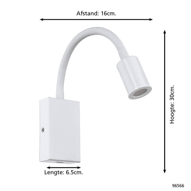 EGLO Tazzoli - LED wandlamp - 450lm - wit