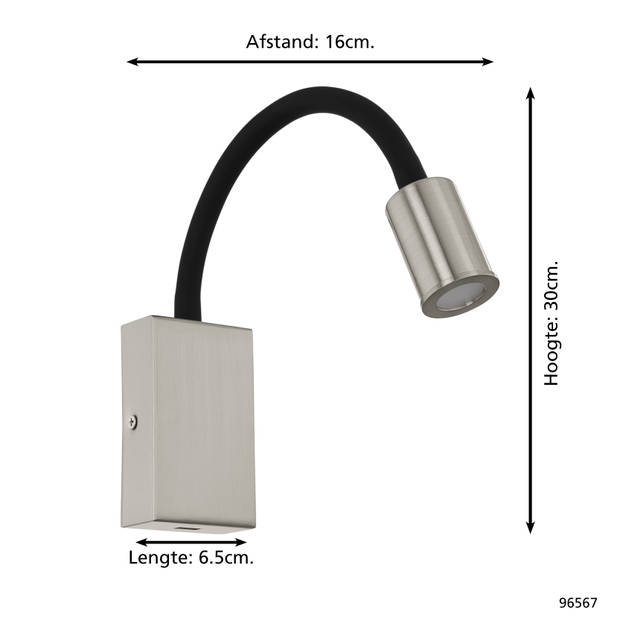 EGLO Tazzoli Wandlamp - LED - 450lm - Nikkel-mat