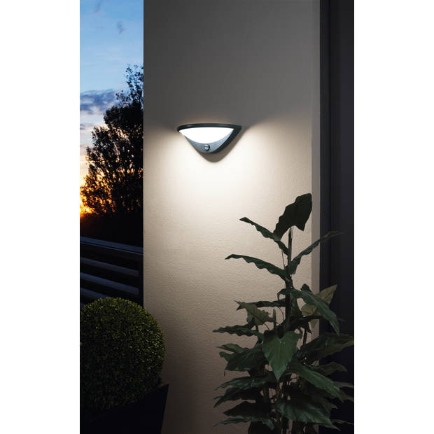 EGLO Belcreda Wandlamp Buiten - LED - 33 cm - Antraciet/Wit - Sensor