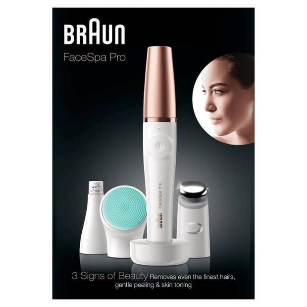 BRAUN FaceSpa Pro 913 Face Epilator - 3 accessoires - Wit en brons