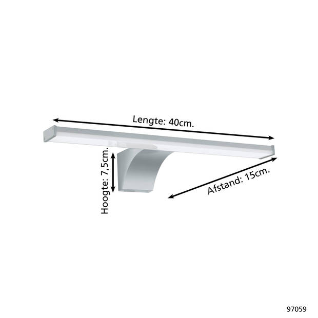 EGLO Pandella 2 Spiegellamp - LED - 40 cm - Zilver/Grijs/Wit