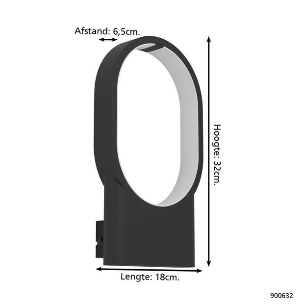 EGLO Codriales Wandlamp - LED - 32 cm - Zwart/Wit