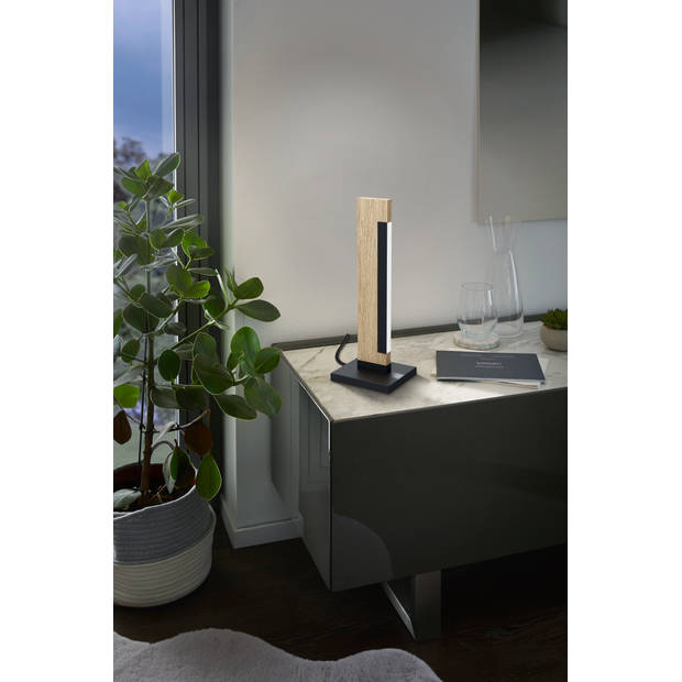 EGLO Camacho Tafellamp - LED - 40,5 cm - Zwart, Bruin/Wit - Dimbaar