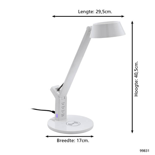 EGLO Banderalo Tafellamp - LED - 40,5 cm - Wit - Dimbaar