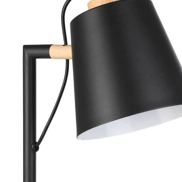 EGLO Lacey-Qi Tafellamp/Bureaulamp - LED - 50 cm - Zwart/Bruin - Dimbaar - Draadloos opladen