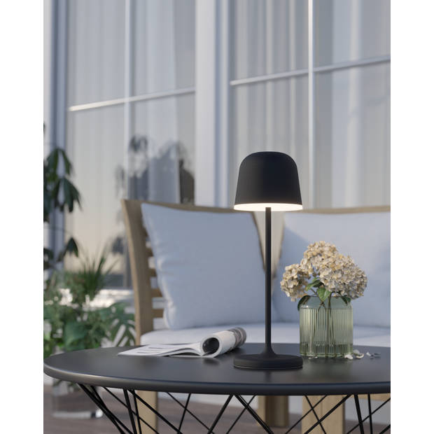EGLO Mannera Tafellamp - Aanraakdimmer - Draadloos - 34 cm - Zwart/Wit - Oplaadbaar - Binnen en Buiten