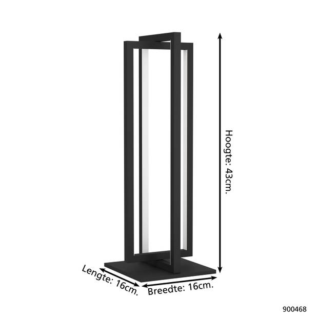 EGLO Siberia Tafellamp - LED - 43 cm - Zwart/Wit - Dimbaar
