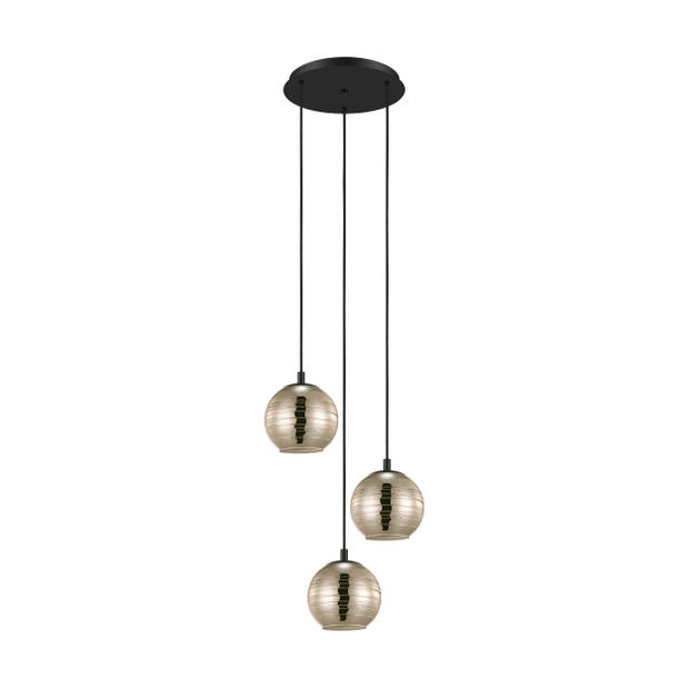 EGLO Lemorieta Hanglamp - E27 - 3-lichts - Ø 44 cm - Zwart/Goud