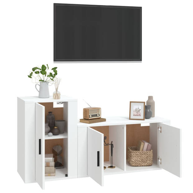 vidaXL 2-delige Tv-meubelset bewerkt hout wit
