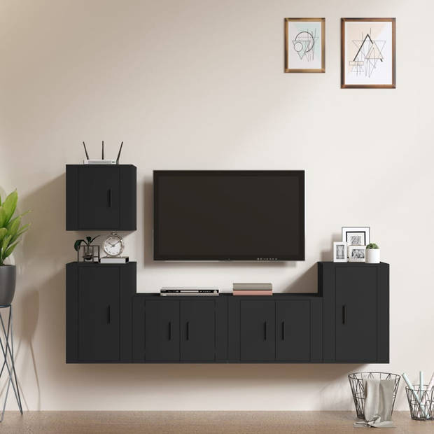 The Living Store TV-meubelset zwart - 57 x 34.5 x 40 cm - 40 x 34.5 x 40 cm - 40 x 34.5 x 60 cm