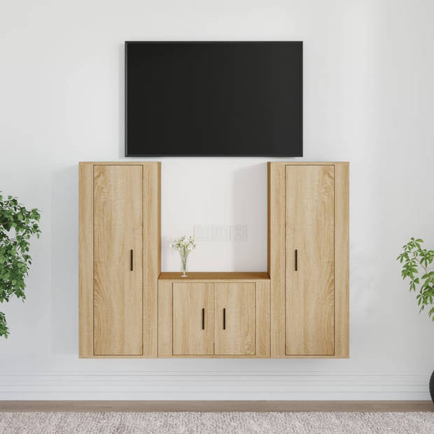 The Living Store TV-meubel Set Zonoma Eiken - 2x 40x34.5x100cm - 1x 57x34.5x40cm