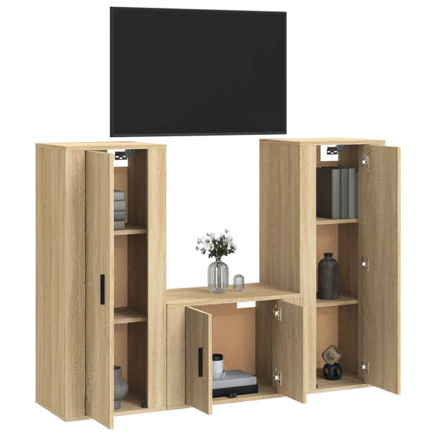 The Living Store TV-meubel Set Zonoma Eiken - 2x 40x34.5x100cm - 1x 57x34.5x40cm