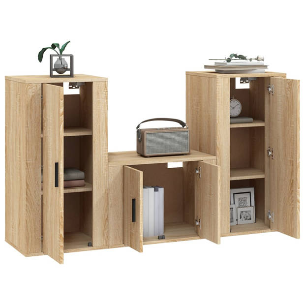The Living Store TV-meubelset - Sonoma eiken - Klassiek design - 1x 57x34.5x40 cm - 2x 40x34.5x80 cm