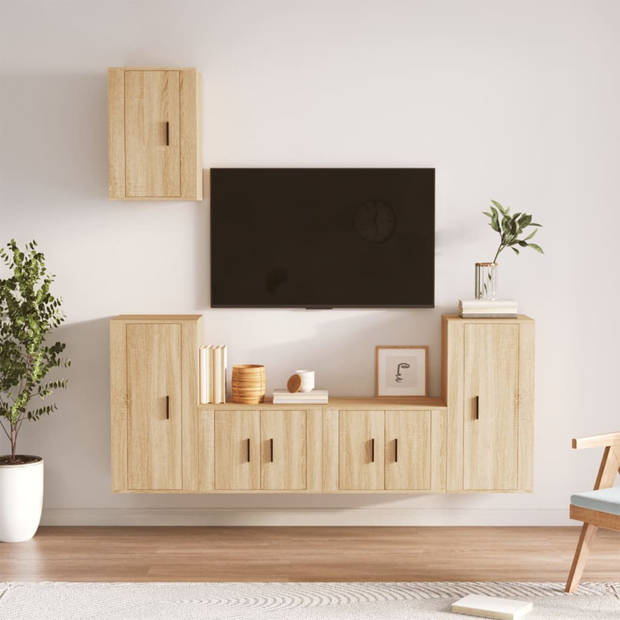 The Living Store TV-meubelset - Sonoma eiken - 2x 57x34.5x40 cm - 2x 40x34.5x80 cm - 1x 40x34.5x60 cm