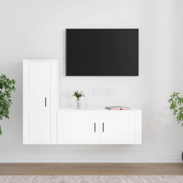 The Living Store TV-meubelset - Klassiek wit - 100x34.5x40 cm - 40x34.5x100 cm