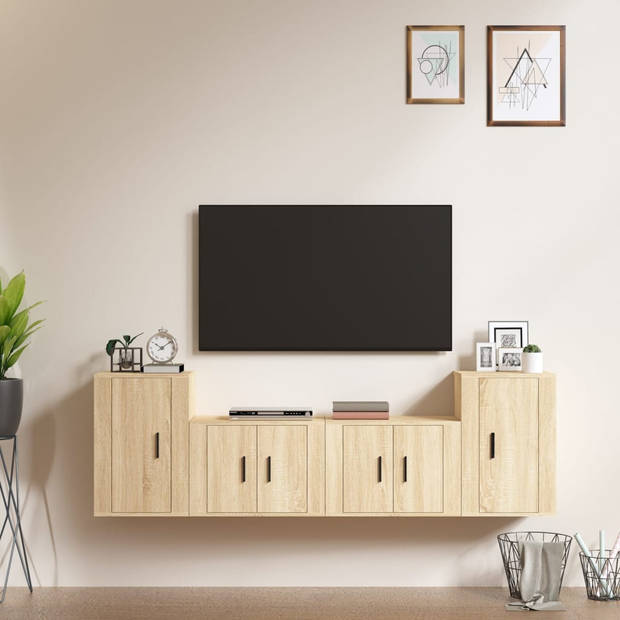 The Living Store TV-meubelset - Sonoma eiken - 4-delig- 2x 57x34.5x40cm - 2x 40x34.5x60cm